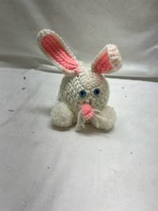 lot 65 image: Handmade White Bunny Plush with Pom Poms