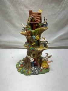 lot 69 image: Decorative Easter Bunny Tree House Figurine