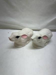 lot 73 image: White Ceramic Bunny Planters Set