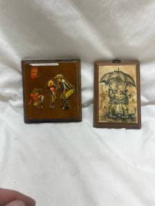 lot 79 image: 1940s Childrens Wooden Wall Plaques Set of 2