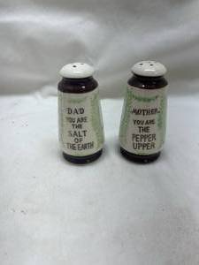 lot 99 image: Decorative Salt & Pepper Shaker Set with Character Illustrations
