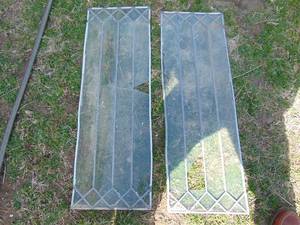 lot 2215 image: Pair of leaded glass panels-some breaks