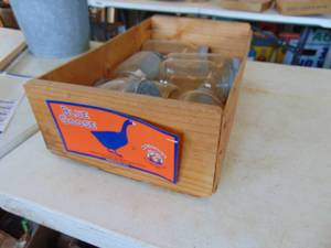lot 2344 image: Wooden crate with old canning jars