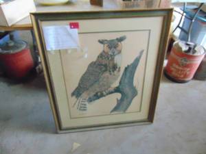 lot 2417 image: Framed Print - Owl - By Gene Gray - Signed and Numbered