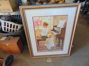 lot 2424 image: Framed Print - Piano Players