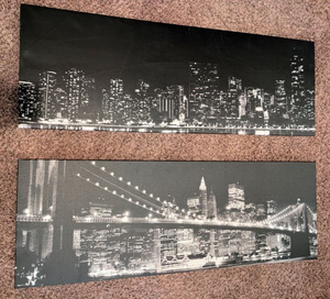 lot 1900 image: Large New York City Skyline Black and White Art Panels - 2 ct