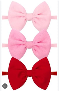 lot 1926 image: Pink and Red Baby Hair Bow Set - 3 ct