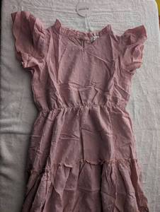 lot 1935 image: Mauve Swiss Dot Tiered Midi Dress - Youth Size 12