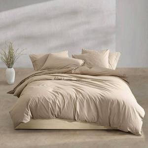 lot 312 image: Calvin Klein - King Duvet Cover Set, Modern Cotton Washed Percale Bedding with Matching Shams, Cozy Home Decor, Oeko-Tex Certified (Washed Percale Camel Brown, King) - Retail $74