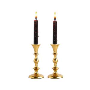 lot 314 image: Rely Gold Candle Holders Set of 2 Decorative Centerpiece Table Candlesticks Holders for Taper Candles Home Decor Easter Candle Holders for Dinner Party Wedding Decorations - Retail $14