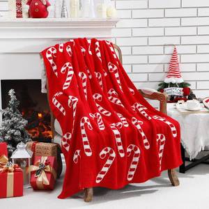 lot 325 image: Buryeah Christmas Candy Cane Knit Throw Blanket, 50 x 60 Inch Peppermint Red and White Xmas Reversible Knitted Throw Blanket, Cozy Lightweight Soft Gift for Couch Sofa Bed - Retail $26