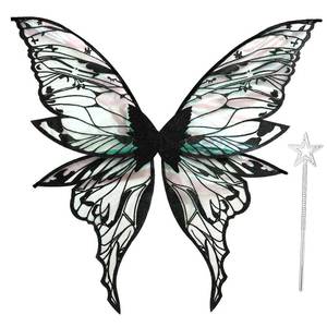 lot 329 image: Fairy Wings for Adults Women 31.5x29.5 Fairy Costume Set Large Butterfly Wings for Halloween Party Black - Retail $17