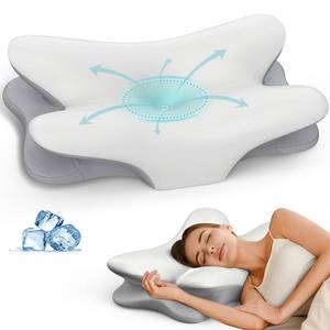 lot 335 image: Cervical Neck Pillow for Pain Relief - Ergonomic Side Sleeper Pillow for Neck Support, Cooling Memory Foam Pillows for Sleeping, Contour Pillow Orthopedic Bed Pillow for Back Stomach Sleepers - Retail $27