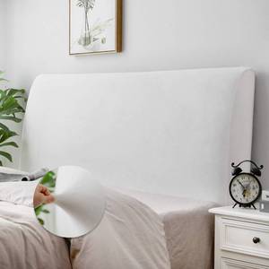 lot 346 image: DUJUIKE Headboard Covers, Stretch Bed Head Board Slipcover, Dustproof Protector Cover for Linen Fabric Tufted Upholstered Headboard (White, Full Headboard Length (47-55)) - Retail $22