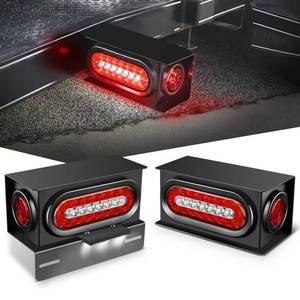 lot 355 image: Nilight 2 PCS Steel Trailer Light Boxes Housing Kit 3LED License Plate Lights 6 Inches Oval Red White Trailight 2 Inch Round Side Marker Lamp Grommet Plugs for Truck Tractor Car - Retail $39