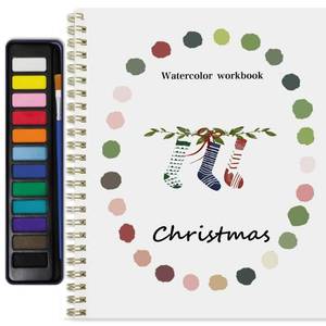 lot 358 image: Beginner Watercolor Painting Kit Watercolor Workbook Coloring Book 12 Colors Paint Set with Brush,Easy Nature Scenes Beginner Friendly Watercolor Paint Set Gift for Adults Teens. (Christmas) - Retail $17