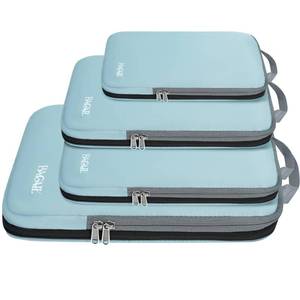 lot 367 image: BAGAIL 4 Set6 Set8 Set Compression Packing Cubes Travel Accessories Expandable Packing Organizers (Cloth Pattern, 4-Dusty Blue) - Retail $27