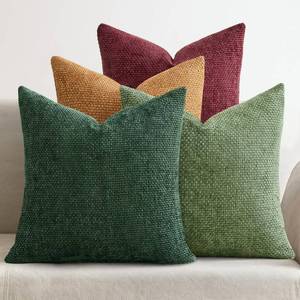 lot 372 image: MIULEE Christmas Pack of 4 Couch Throw Pillow Covers 18x18 Inch Christmas Dark Green Soft Decorative Chenille Pillow Covers Farmhouse Accent Cushion Cover for Boho Home Decor Sofa Bedroom Living Room - Retail $6
