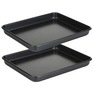 lot 379 image: 11 Inch Baking Sheets Pan Nonstick Set of 2, Walooza 1-inch Deep Baking Trays, 11X9 Inch Cookie Sheet Replacement Toaster Oven Tray, Non Toxic & Heavy Duty & Easy Clean - Retail $19