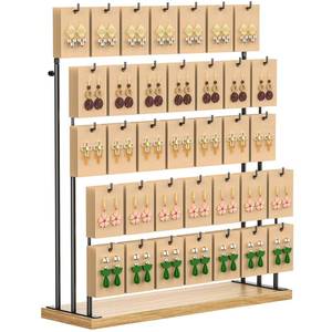 lot 384 image: ORLESS Jewelry Display for Vendors, Earring Display Stand for Selling, Necklace Display Holder for Selling, Earring Cards Organizer for Bracelets, Rings, Jewelry Towers, Original Wood (35 Hooks) - Retail $20