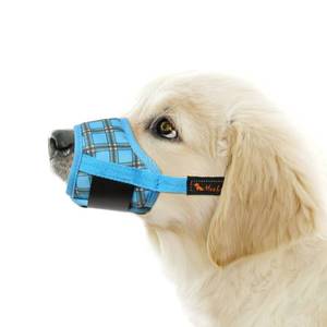 lot 400 image: HEELE Dog Muzzle,Soft Nylon Muzzle Anti Biting Barking Chewing,Air Mesh Breathable Drinkable Adjustable Loop Pets Muzzle for Small Medium Large Dogs 4 Colors 4 Sizes (P-Blue Plaid, XS) - Retail $10