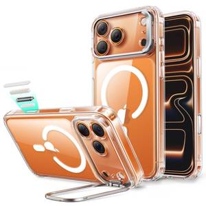 lot 418 image: ESR for iPhone 17 Pro Max Case with Stash Stand, Camera Control Cover Compatible with MagSafe, Military-Grade Drop Protection Phone Case for iPhone 17 Pro Max, Scratch-Resistant Back Cover, Clear - Retail $30