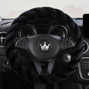 lot 422 image: HighnessHwoo Luxury Fluffy Winter Car Steering Wheel Cover for Women Soft Warm Plush Cute Auto Accessories for Vehicle, Sedan, Universal, Fuzzy, Anti Slip, Black, Standard Size, 14.75-15.15 - Retail $25