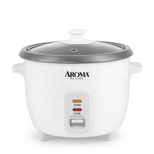 lot 425 image: AROMA� Rice Cooker, 3-Cup (Uncooked)  6-Cup (Cooked), Small Rice Cooker, Oatmeal Cooker, Soup Maker, Auto Keep Warm, 1.5 Qt, White, ARC-363NG - Retail $20