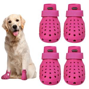 lot 441 image: Dog Shoes for Hot Pavement, Non-Slip Waterproof Dog Boots, Dog Booties for Large Dogs, Easy ON & Off Adjustable Boots for Winter Snowy Day and Beach Outdoor Rose Pink, Size L (2.95x2.55����)(LW) - Retail $28