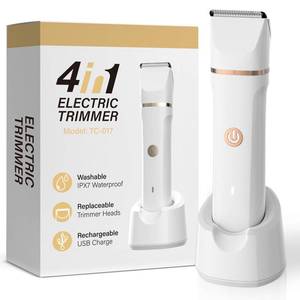 lot 448 image: 4-in-1 Electric Bikini Trimmer for Women - Painless Electric Razors for FacialBodyArmpitPubic Hair, IPX7 Waterproof Replaceable Shaver Head & Nose Hair Trimmer for Travel, Gifts for Girlfriend Wife
