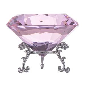 lot 452 image: QIANCHANG Pink Crystal Diamond Paperweight 80mm Large Faceted Glass Diamonds Prisms Jewels Gemstones for Home Wedding Table Decoration - Retail $14