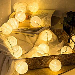 lot 453 image: Anordsem Battery String Light Indoor 6.88Ft10 LED Cotton Ball Lanterns 2 Pack - Fairy Cozy Lighting Hanging Deco for Room Bedroom Party - Birthday Gifts for Babies Students Adults - Retail $15