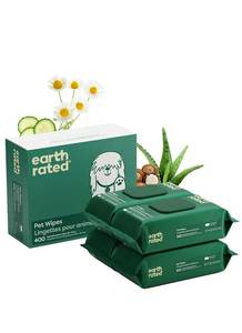 lot 463 image: Earth Rated Pet Wipes for Dogs and Cats, Hypoallergenic, Cleaning and Hydrating, for Grooming Paws, Body and Butt, Unscented, 400 Count - Retail $35