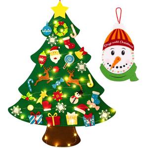 lot 469 image: jollylife 3ft DIY Felt Christmas Tree Set  Snowman Advent Calendar - Xmas Decorations Wall Hanging 33 Ornaments Kids Gifts Party Supplies - Retail $18
