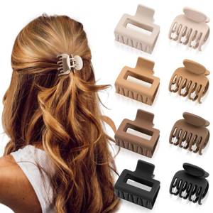 lot 476 image: DEPOKA Matte Hair Clips for Women and Girls - Rectangle and Double Row Small Claw Clips for ThinMedium Fine Hair - Nonslip Jaw Clips (Beige, Khaki, Brown, Black) - Retail $8