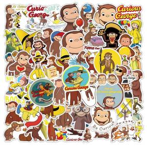 lot 483 image: 55 Pcs Curious George Monkey Storybook Cartoon Vinyl Waterproof Stickers for Water Bottle Laptop Motorcycle Skateboard Phone for Birthday Party Choice Decorative Supplies Favors - Retail $8