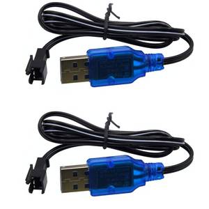 lot 493 image: Blomiky 2 Pack 3.7V Lithium Battery Charger Cable with SM-2P Plug Connector for Mini RC Amphibious Stunt Car Boat Trucks 1S Li-ion and Li-Po Battery  3.7V USB 2 - Retail $6