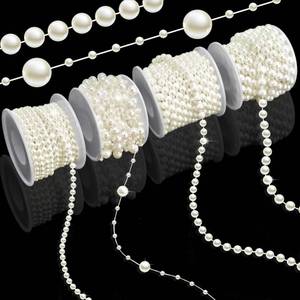 lot 494 image: Towenm 4 Rolls 76 Feet Pearls String Garland, Faux Pearl Beads Roll Strand for Crafts, Artificial Pearls Chain Trim for Wedding Party Flower Valentine Christmas Decoration, 4mm 6mm 8mm 83mm, Ivory - Retail $12