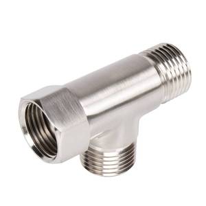 lot 500 image: NearMoon Solid Brass G12 3 Way Diverter Valve - Hose Fitting Tee, T Shape Adapter Connector for Angle Valve Hose, Bath Shower Arm, and Toilet Bidet Sprayer Faucet (Brushed Nickel) - Retail $9