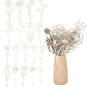 lot 509 image: RattanView 36 Pcs Wooden Wildflower Decor Set Wood Flowers Cutout Signs Wildflowers Stems Laser Cut Flowers for Home Birthday Holiday Art DIY Decoration (10 Inch) - Retail $22