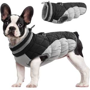 lot 513 image: FUAMEY Dog Coat for Small Dogs,Waterproof Dog Winter Jacket with Harness Built in Puppy Cold Weather Coats Reflective Pet Vest with Zipper Warm Fleece Dogs Snowsuit Windproof Black XS - Retail $31