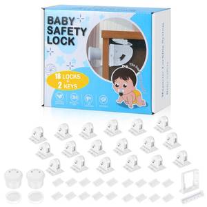 lot 514 image: 18 Pack Magnetic Cabinet Locks for Child Safety, Drawer Locks Baby Proofing, Magnetic Door Safety Locks for Cabinets and Drawers, Easy Installation No Tools Required (10 Pack and 2 Keys) - Retail $34
