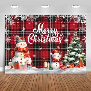 lot 531 image: Mocsicka Merry Christmas Backdrop Xmas Red and Black Buffalo Plaid Party Decorations for New Year Holiday Party Supplies for Family Photography Background (7x5ft(82x60)) - Retail $9