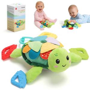 lot 550 image: Turtle Baby Sensory Toy, 6 in 1 Montessori Tummy Time Toys Texture Toys, Flip Scales & Multi-Textured Belly & Rattle Squeaker Teethers, Early Educational Toys Baby Boy Girl Shower Gifts Birthday Gifts - Retail $20