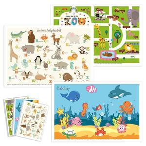 lot 552 image: Babebay Disposable Placemats for Baby, 60 Pack Sticky Toddler Placemat for Restaurants, Dining Table, Party, Travel, 12 x 18 with 3 Designs - Retail $12