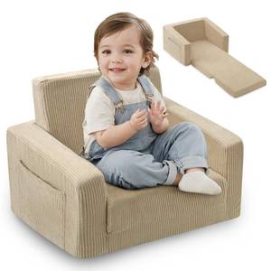 lot 568 image: Jouha Toddle & Kids Chair,2-in-1 Soft Toddler Couches That Fold Out,Toddler Chairs Comfy 1-3 Years Old,Convertible Sofa to Lounge,Beige - Retail $40