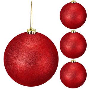 lot 577 image: Liliful 4 Pcs Large Outdoor Christmas Ornaments Plastic Jumbo Fillable Balls Ornament Big Xmas Tree Hanging Decoration for Home Outside Holiday Lawn Yard Party (Glitter Red)