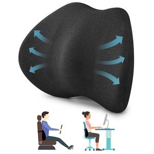 lot 578 image: Lumbar Support Pillow for Car Seat & Office Chair, Soft Memory Foam Lower Back Support for Pain Relief and Posture Correction, Lumbar Pillow with Breathable Airflow Channels - Retail $15