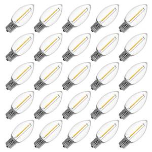 lot 580 image: Meconard C9 Led Replacement Christmas Light Bulb, 25 Pack C9 Shatterproof Led Bulbs for Christmas Outdoor String Lights, E17 Intermediate Base, Commercial Grade Holiday Bulbs, Warm White - Retail $20