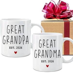 lot 61635 image: Great Grandparents EST 2026 Mugs Set, EST 2026 New Grandparents Gift, Pregnancy Announcement Pregnancy Reveal Mug, First Time Grandparents Gift (white) - Retail $22